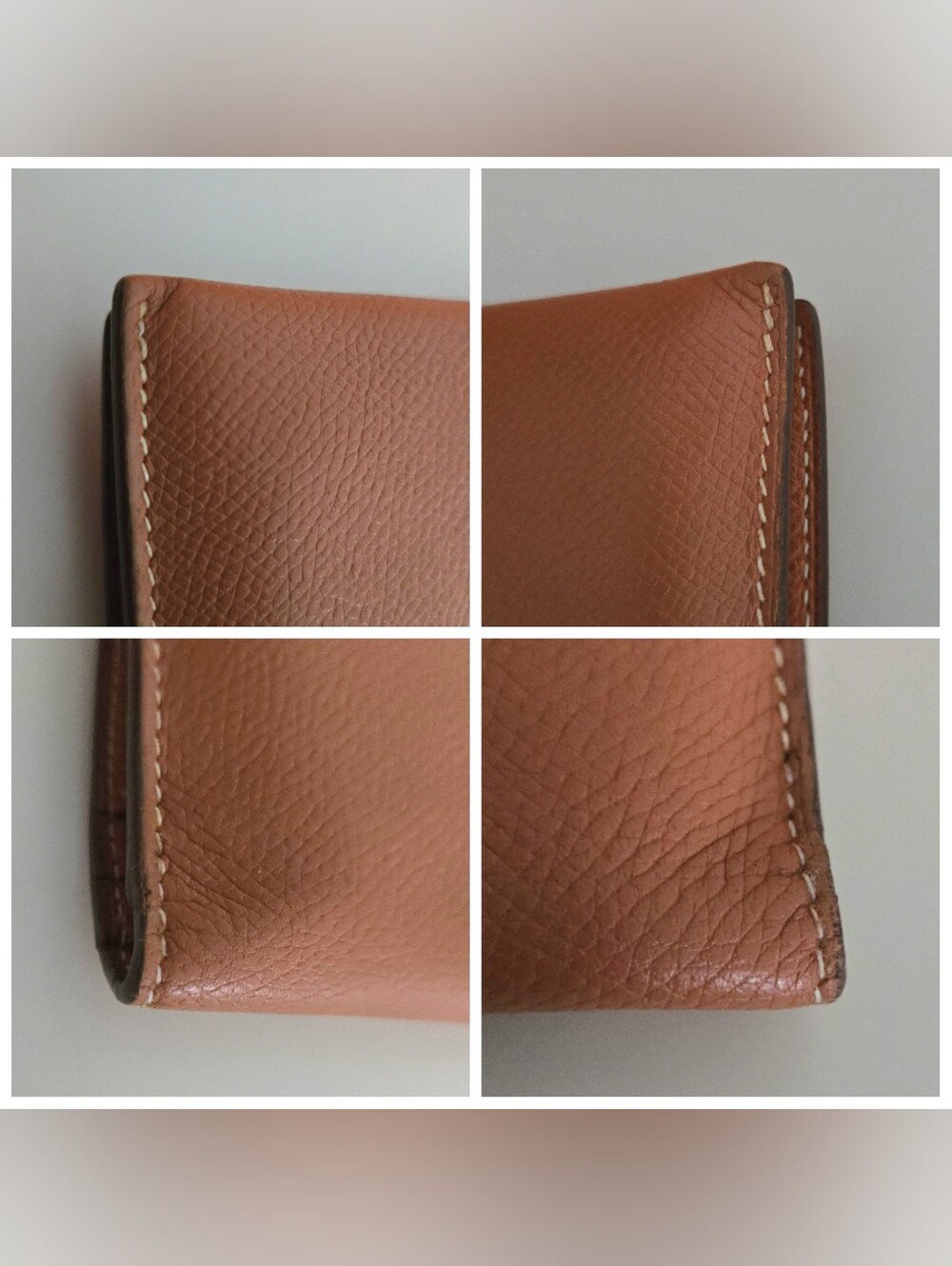 Authentic HERMES Bearn Soufflet Bifold Brown & Gold Iconic "H" Wallet Clutch Set - Picture 13 of 16